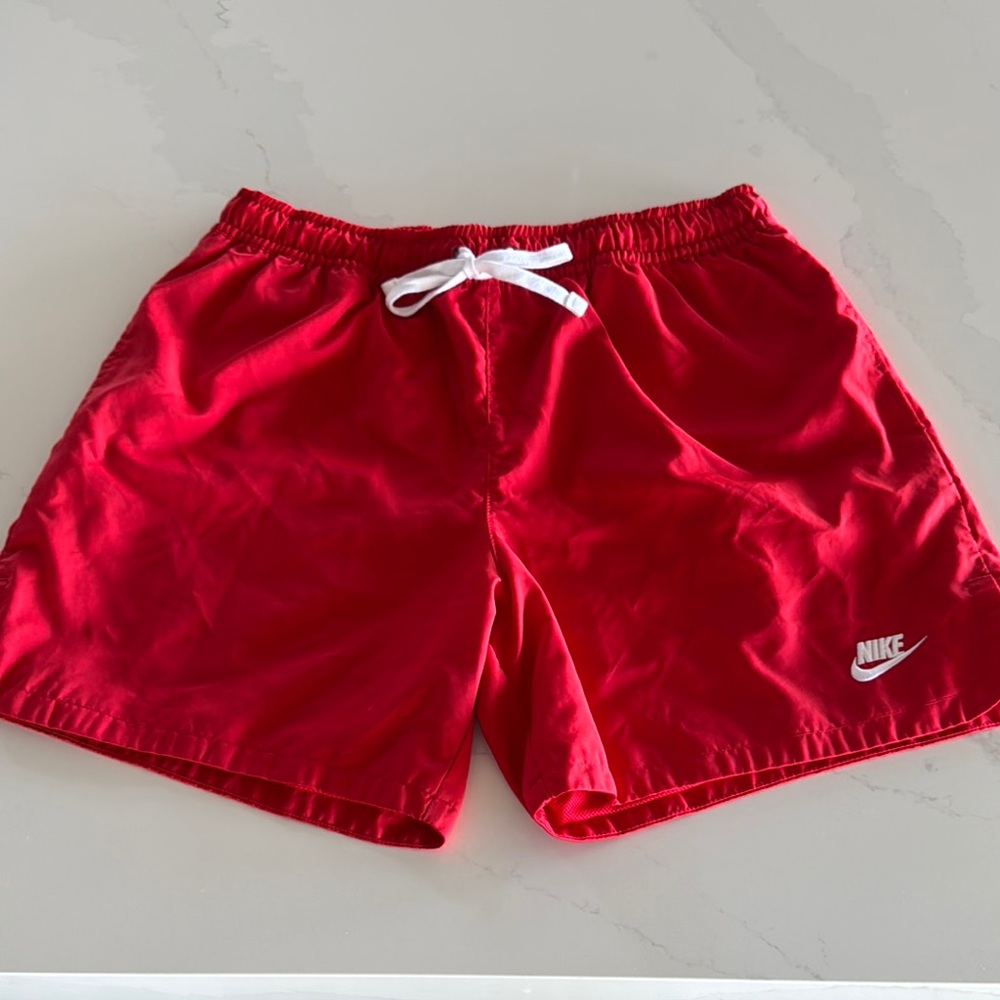 Nike Red Mesh-lined Athletic Shorts